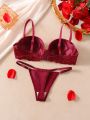 Valentines Women's Solid Color Patchwork Lace Lingerie Set