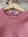 Girls' Casual Simple Solid Color Round Neck Sweater, Suitable For Various Occasions