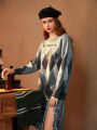 HARRY POTTER X SHEIN Argyle Pattern Drop Shoulder Sweater