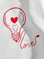 SHEIN Men'S Short Sleeve T-Shirt With Heart Shaped Light Bulb Print