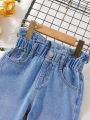 Toddler Girls Paperbag Waist Wide Leg Jeans