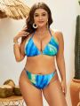 SHEIN Swim SXY Plus Size Tie-Dye Split Swimsuit 3pcs/Set