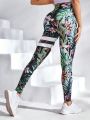 SHEIN Yoga Floral Women'S Palm Tree Print Athletic Leggings