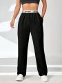 Women's Letter Print Side Stripe Jogger Pants