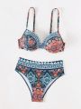 SHEIN Swim BohoFeel All-Over Printed Bikini Swimsuit Set