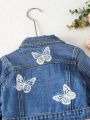 Baby Girls' Cute Butterfly Printed Outdoor Denim Jacket