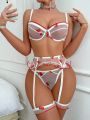Women's Cherry Embroidery Sheer Sexy Lingerie Set
