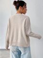 Drop Shoulder Lazy Cardigan With Open Front