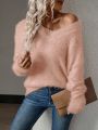 SHEIN Essnce Women's Plush Knit Oversized Sweater