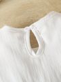 Baby Girl New Embroidery Detail Hollowed-Out Shoulder Dress