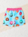 Baby Boys Donuts Print Drawstring Waist Swim Shorts