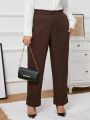 SHEIN Privé Plus Size Women's Solid Color Trousers