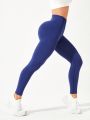 SHEIN Daily&Casual Solid Color Wide Waistband Sports Leggings