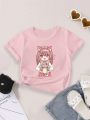 Little Girls' Cartoon Printed T-Shirt