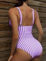 SHEIN Swim Vcay Striped Ruched One Piece Swimsuit