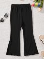 SHEIN Kids HYPEME Girls' Casual Streetwear Solid Color Split Wide Leg Pants