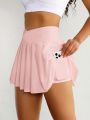 Yoga Basic Wide Waistband Sports Skort With Phone Pocket