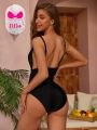 SHEIN DD+ One-Piece Solid Color Swimsuit For Women