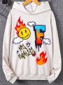 Teen Boys' Casual Hooded Sweatshirt With Cartoon Pattern