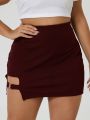 Plus Cut Out Side Mini Skirt