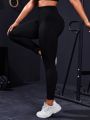 Yoga Futuristic Plus Size Solid Color Compression Sports Leggings