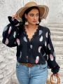 SHEIN CURVE+ Plus Size Women's Down Printed Shirt