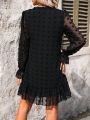 Women'S Off Shoulder Long Sleeve Ruffle Dress