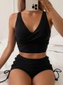 SHEIN Swim Classy Solid Color Vest Style Bikini Set