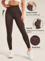 SHEIN Yoga Basic Women's Solid Color Sports Leggings