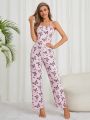 Women's Butterfly Printed Camisole Sleepwear Set