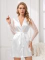 Ladies' Mesh Paneled Long Sleeve Nightgown