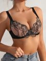 SHEIN Women'S Embroidered Mesh Bra