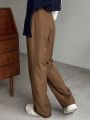 FRIFUL Solid Color Straight Leg Pants