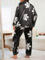 Plus Size Women's Floral Printed Pajama Set