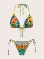 SHEIN Swim Y2GLAM Women's Tie-Dye Swimsuit Two-Piece Set