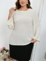 SHEIN Privé Plus Size Solid Color Bell Sleeve Shirt