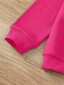 SHEIN Kids CHARMNG 2pcs/Set Girls' Casual Color Block Collar Sweatshirt And Long Pants For Fall/Winter