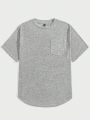 SHEIN Extended Sizes Men Plus 4pcs Marled Knit Patched Pocket Tee