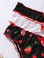 Women's Strawberry Pattern Bow Tie Triangle Underwear