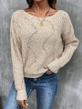 SHEIN Essnce Twist Backless Drop Shoulder Pointelle Knit Sweater
