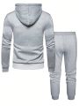 Men Zip Up Drawstring Hoodie & Sweatpants