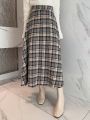 DAZY Plaid Print Flared Skirt