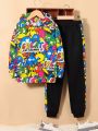 SHEIN Tween Boy Pop Art Print Hoodie & Sweatpants