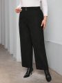 SHEIN Privé Plus Size Solid Color High Waisted Pants