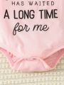 Baby Girl Cute & Fun Letter Print Pink Romper For Spring/Summer