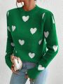 Women's Love Pattern Stand Collar Sweater