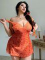 Plus Size Romantic Fresh Floral Patchwork Lace Strap Sexy Sleepwear Nightdress Lingerie