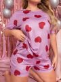 Women's Plus Size Digital Printed Milk Silk Pajama Set