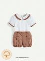 Cozy Cub Baby Boys' Gentleman Style Collared Casual Top And Solid Color Shorts Set