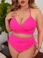 SHEIN Swim Vcay Plus Size Women's Halter Neck Strap Swimsuit Set